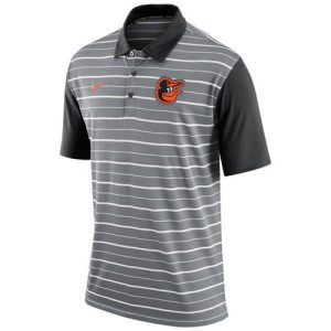 HighQuality Men's Baltimore Orioles Nike Gray Dri FIT Stripe Polo