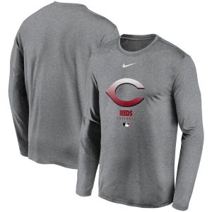 HighQuality Men's Cincinnati Reds Nike Charcoal Authentic Collection Legend Performance Long Sleeve T Shirt For a short time available Grab yours quickly to own a team jersey