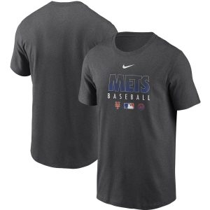 HighQuality Men's New York Mets Nike Charcoal Authentic Collection Team Performance T Shirt