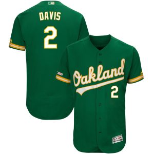 HighQuality Men's Oakland Athletics #2 Khris Davis Majestic Kelly Green Alternate Flex Base Authentic Collection Player Jersey