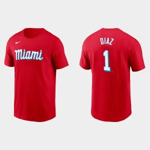 HighQuality Miami Marlins #1 Isan Diaz Men's Nike 2021 City Connect Wordmark T Shirt Red Retailers boost your inventory Order now to meet customer demand