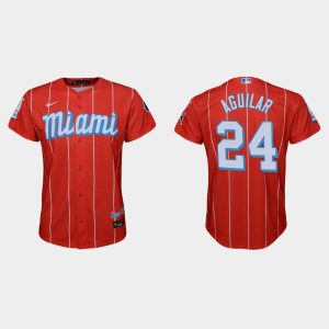 HighQuality Miami Marlins #24 Jesus Aguilar Youth Nike 2021 City Connect Authentic MLB Jersey Red Act fast Only a few left Secure yours today