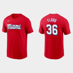 HighQuality Miami Marlins #36 Dylan Floro Men's Nike 2021 City Connect Wordmark T Shirt Red For a short time available Grab yours quickly to own a team jersey