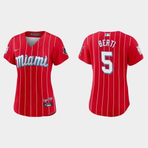 HighQuality Miami Marlins #5 Jon Berti Women's Nike 2021 City Connect Authentic MLB Jersey Red For a short time available Grab yours quickly to own a team jersey