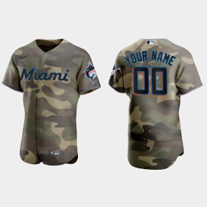 HighQuality Miami Marlins Custom Men's Nike 2021 Armed Forces Day Authentic MLB Jersey  Camo