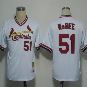HighQuality Mitchell And Ness Cardinals #51 Willie McGee White Throwback Stitched MLB Jersey