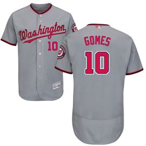 HighQuality Nationals #10 Yan Gomes Grey Flexbase Authentic Collection Stitched MLB Jersey