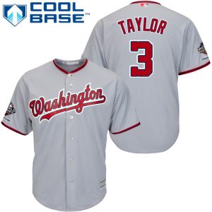HighQuality Nationals #3 Michael Taylor Grey New Cool Base 2019 World Series Champions Stitched MLB Jersey