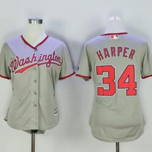 HighQuality Nationals #34 Bryce Harper Grey Women's Road Stitched MLB Jersey Retailers boost your inventory Order now to meet customer demand
