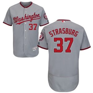 HighQuality Nationals #37 Stephen Strasburg Grey Flexbase Authentic Collection Stitched MLB Jersey