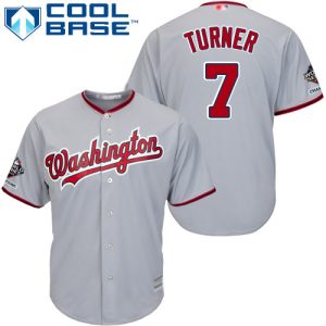 HighQuality Nationals #7 Trea Turner Grey Cool Base 2019 World Series Champions Stitched Youth MLB Jersey Act fast Only a few left Secure yours today