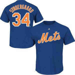HighQuality New York Mets #34 Noah Syndergaard Majestic Official Name & Number T Shirt Royal