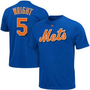 HighQuality New York Mets #5 David Wright Majestic Official Name and Number T Shirt Royal