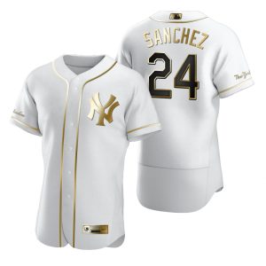 HighQuality New York Yankees #24 Gary Sanchez White Nike Men's Authentic Golden Edition MLB Jersey