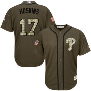 HighQuality Phillies #17 Rhys Hoskins Green Salute to Service Stitched Youth MLB Jersey Limited stock Order now to show your love for your team