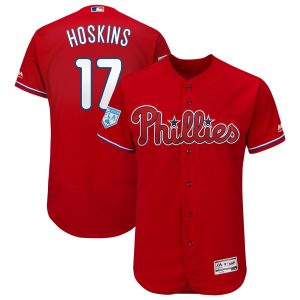 HighQuality Phillies #17 Rhys Hoskins Red 2019 Spring Training Flex Base Stitched MLB Jersey