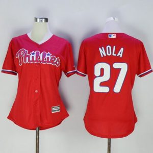 HighQuality Phillies #27 Aaron Nola Red Women's Alternate Stitched MLB Jersey Be among the first buyers Order now to enjoy top notch quality