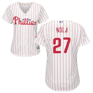 HighQuality Phillies #27 Aaron Nola White(Red Strip) Home Women's Stitched MLB Jersey Sports enthusiasts seize this opportunity Order now to feel the game excitement