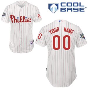 HighQuality Phillies Personalized Authentic White Red Strip w/2009 World Series Patch Cool Base MLB Jersey (S 3XL)