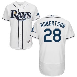 HighQuality Rays #28 Daniel Robertson White Flexbase Authentic Collection Stitched MLB Jersey