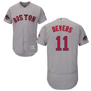 HighQuality Red Sox #11 Rafael Devers Grey Flexbase Authentic Collection 2018 World Series Champions Stitched MLB Jersey