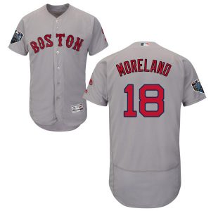 HighQuality Red Sox #18 Mitch Moreland Grey Flexbase Authentic Collection 2018 World Series Stitched MLB Jersey