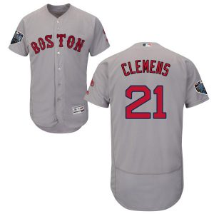 HighQuality Red Sox #21 Roger Clemens Grey Flexbase Authentic Collection 2018 World Series Stitched MLB Jersey