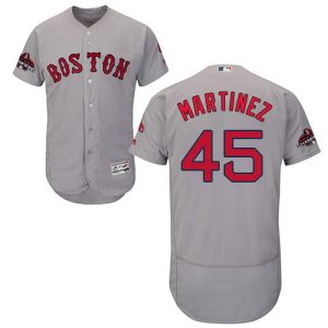HighQuality Red Sox #45 Pedro Martinez Grey Flexbase Authentic Collection 2018 World Series Champions Stitched MLB Jersey