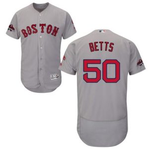 HighQuality Red Sox #50 Mookie Betts Grey Flexbase Authentic Collection 2018 World Series Champions Stitched MLB Jersey