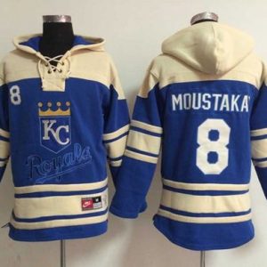 HighQuality Royals #8 Mike Moustakas Light Blue Sawyer Hooded Sweatshirt MLB Hoodie