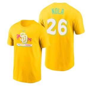 HighQuality San Diego Padres #26 Austin Nola 2022 City Connect Men's MLB T Shirt   Yellow Limited stock Order now to show your love for your team