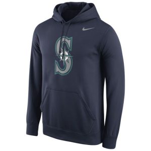 HighQuality Seattle Mariners Nike Logo Performance Pullover Navy MLB Hoodie