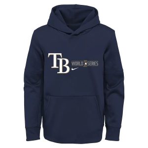 HighQuality Tampa Bay Rays Nike Youth 2020 World Series Bound Authentic Collection Pullover Hoodie Navy
