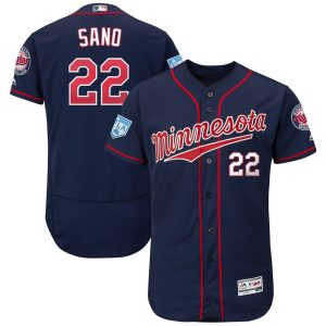 HighQuality Twins #22 Miguel Sano Navy 2019 Spring Training Flex Base Stitched MLB Jersey