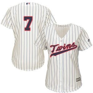 HighQuality Twins #7 Joe Mauer Cream Strip Alternate Women's Stitched MLB Jersey For a short time available Grab yours quickly to own a team jersey