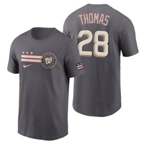 HighQuality Washington Nationals #28 Lane Thomas Men's Nike Gray 2022 City Connect Graphic T Shirt For a short time available Grab yours quickly to own a team jersey