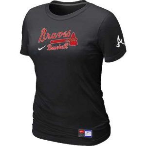 HighQuality Women's Atlanta Braves Nike Short Sleeve Practice MLB T Shirt Black