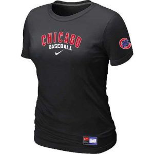 HighQuality Women's Chicago Cubs Nike Short Sleeve Practice MLB T Shirt Black