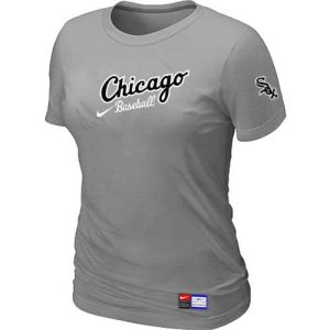 HighQuality Women's Chicago White Sox Nike Away Practice MLB T Shirt Light Grey