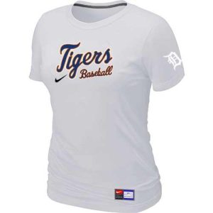HighQuality Women's Detroit Tigers Nike Short Sleeve Practice MLB T Shirt White