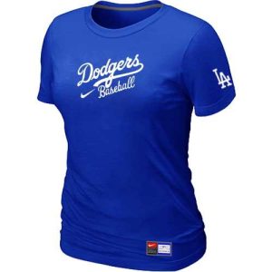 HighQuality Women's Los Angeles Dodgers Nike Short Sleeve Practice MLB T Shirt Blue