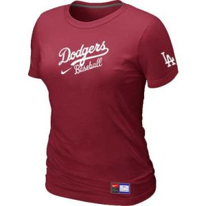HighQuality Women's Los Angeles Dodgers Nike Short Sleeve Practice MLB T Shirt Red