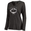 HighQuality Women's Minnesota Twins Platinum Collection Long Sleeve V Neck Tri Blend T Shirt Black