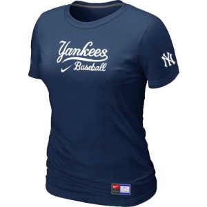 HighQuality Women's New York Yankees Nike Short Sleeve Practice MLB T Shirt Midnight Blue