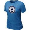 HighQuality Women's Nike New York Yankees #2 Derek Jeter Official Final Season Commemorative Logo Blended T Shirt Light Blue