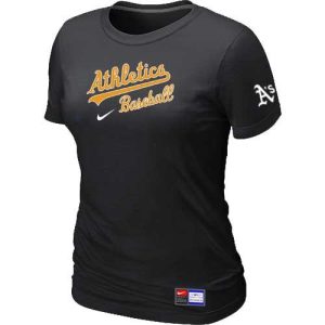 HighQuality Women's Oakland Athletics Nike Short Sleeve Practice MLB T Shirt Black
