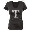 HighQuality Women's Texas Rangers Fanatics Apparel Platinum Collection V Neck Tri Blend T Shirt Black
