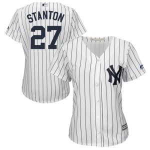 HighQuality Yankees #27 Giancarlo Stanton White Strip Home Women's Stitched MLB Jersey Act fast Only a few left Secure yours today
