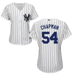 HighQuality Yankees #54 Aroldis Chapman White Strip Home Women's Stitched MLB Jersey Act fast Only a few left Secure yours today