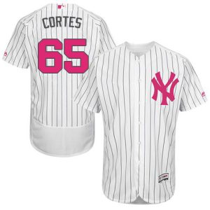 HighQuality Yankees #65 Nestor Cortes White Strip Flexbase Authentic Collection Mother's Day Stitched MLB Jersey